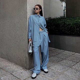 COMMON SENSE- Quần áo sơ mi unisex oversized màu baby blue