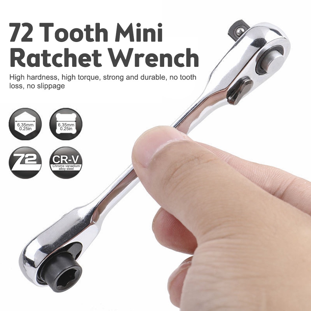 Cờ lê vặn bánh cóc ZIQQUCU mini 1/4inch 72 răng dành cho sửa chữa xe hơi