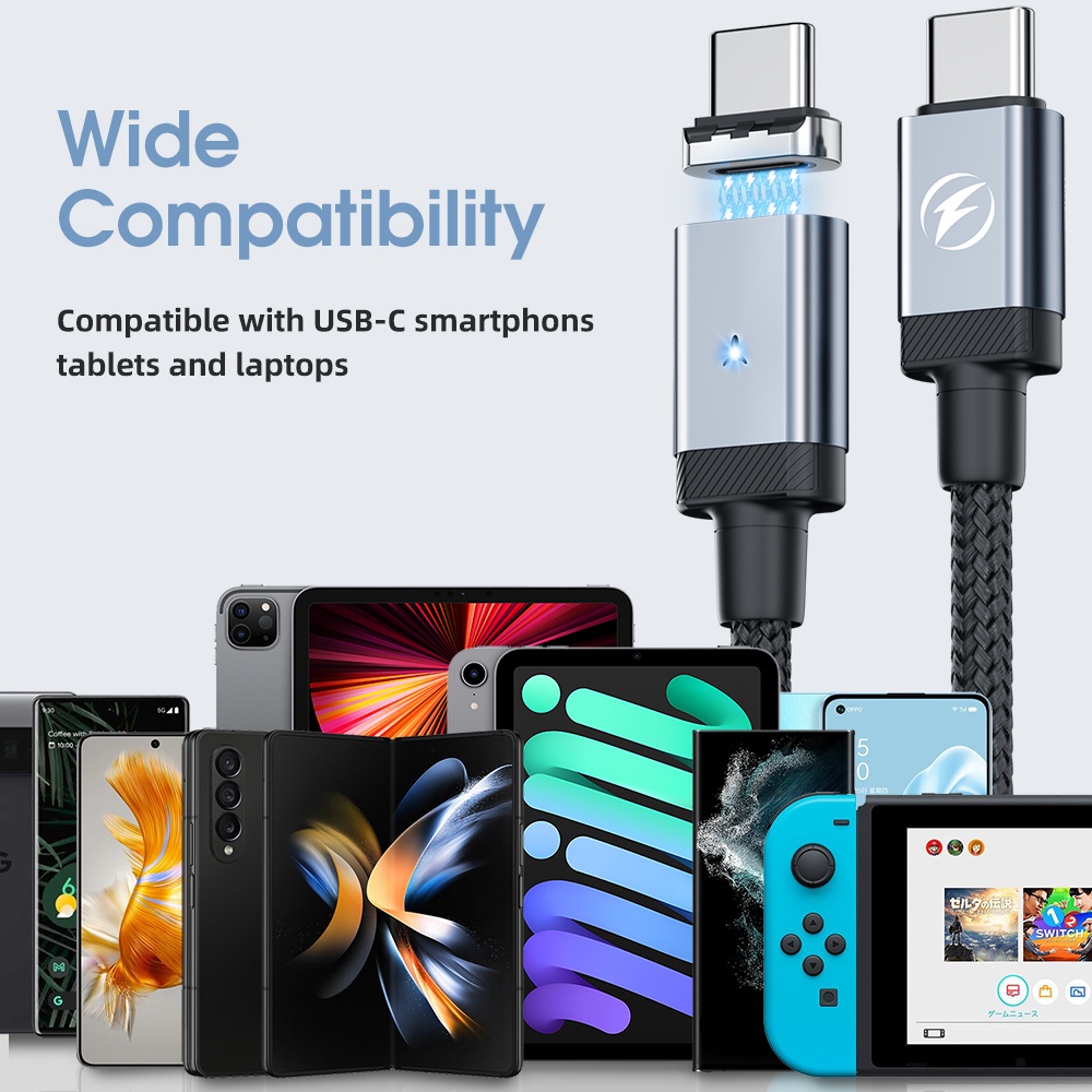 Dây cáp sạc nhanh Guugei USB C PD65W PD 27W USB C - Light-ning từ tính
