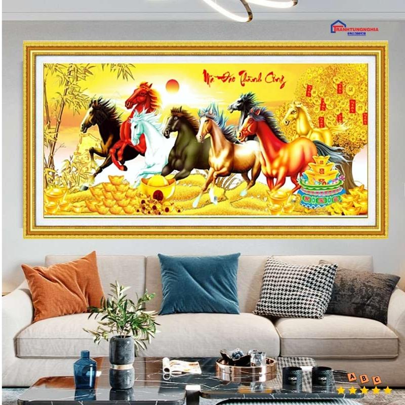 Tranh đính đá, tranh thêu chữ thập mã đáo thành công