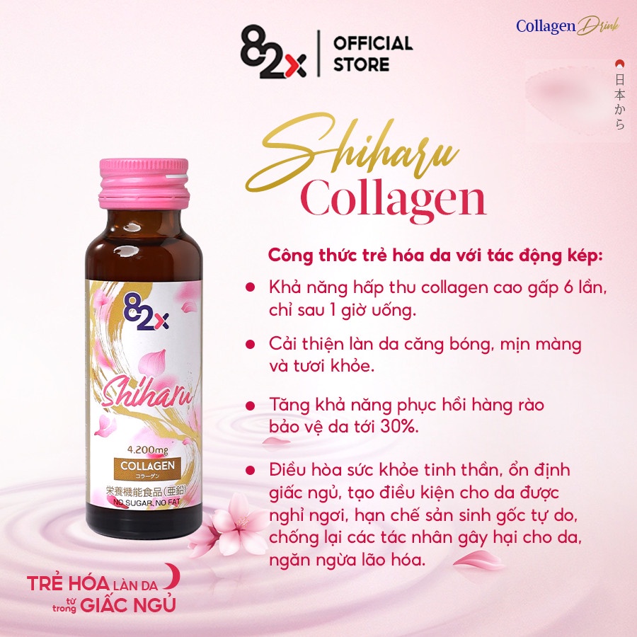 82X Combo 2 chai Nước uống Collagen Shiharu làm đẹp da đến từ Nhật Bản 50ml/lọ.