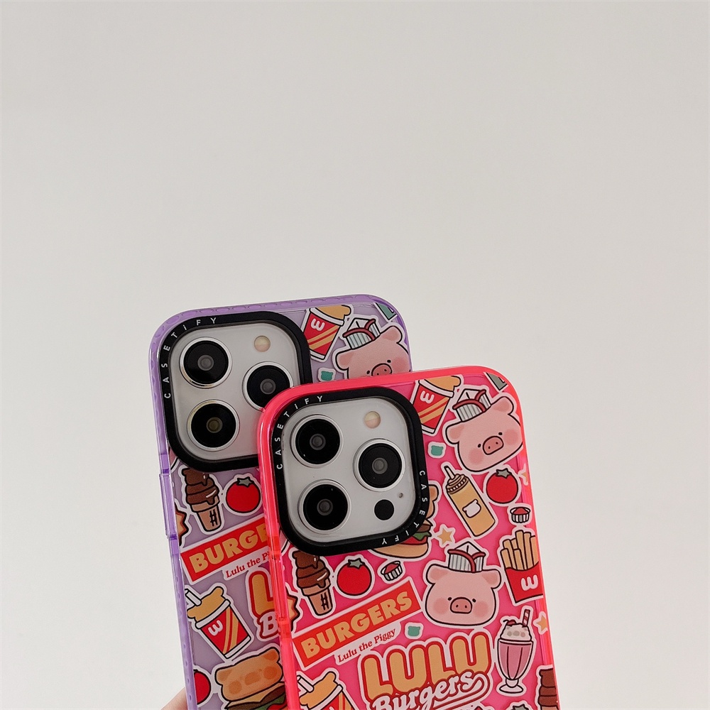 Lulu Ốp Điện Thoại Silicon Dày Mềm Chống Sốc Hình Heo / burger Cho iphone 15 11 12 13 14 pro max i11 i14