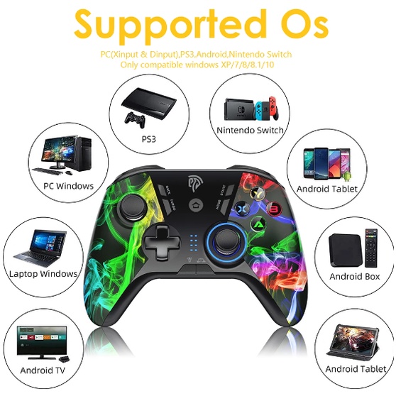 🎁TẶNG DÂY SẠC🎁Tay cầm chơi game EASY SMX 9110 - LED Bluetooth,Wireless chơi game FO4|PES2022|Genshin Impact|