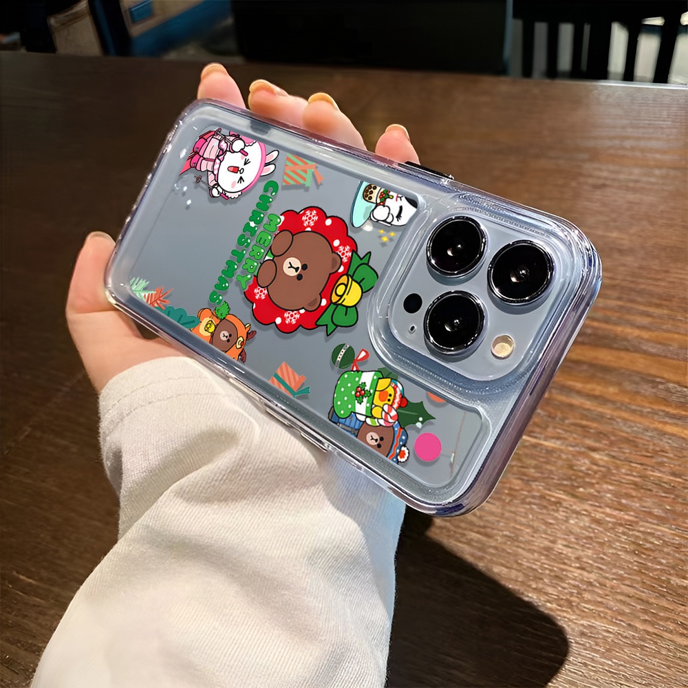 Ốp Điện Thoại Trong Suốt Hình Gấu Nâu Giáng Sinh Cho iphone 14promax 11 13 12 7Plus X XS Max