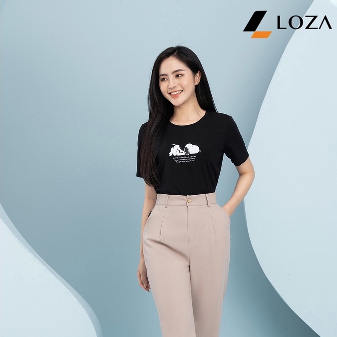 Áo phông ngắn tay in hình chất liệu Cotton Compact form vừa LOZA - PT602100