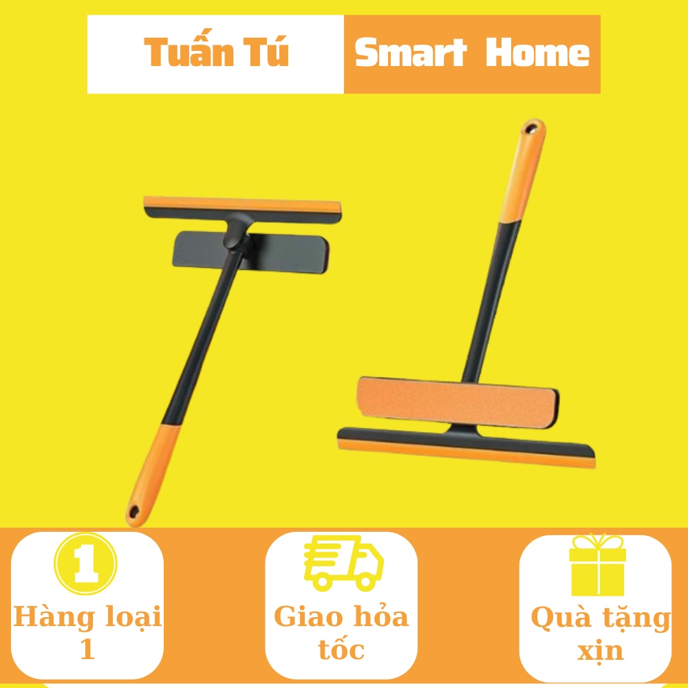 Cây Lau Chà Kính Silicon Mini Thông Minh Màu Cam Xoay 360 Độ, Cây Chổi Gạt Nước Đa Năng Cầm Tay Vệ Sinh Cửa Kính Ô tô