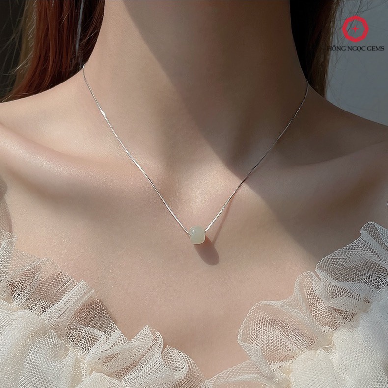 Dây Chuyền Bạc Ý Mix Lu Ngọc Hoà Điền 100% Đ Á T Ự N H I Ê N - Vòng Cổ Cao Cấp Phong Cách Thanh Lịch