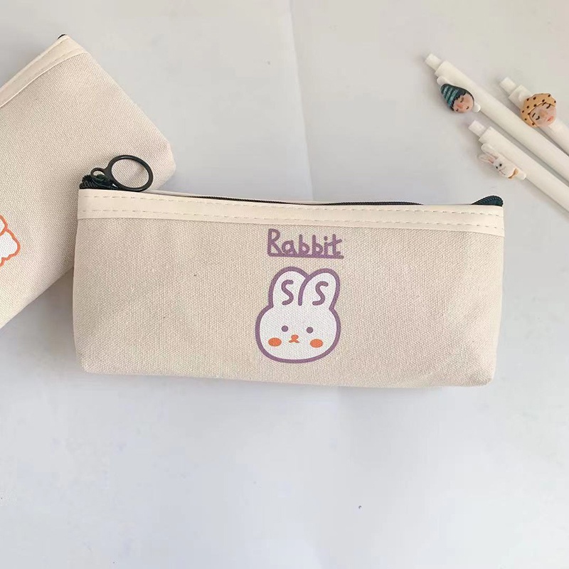 Túi bút vải bố khoá kéo in hình Kiki