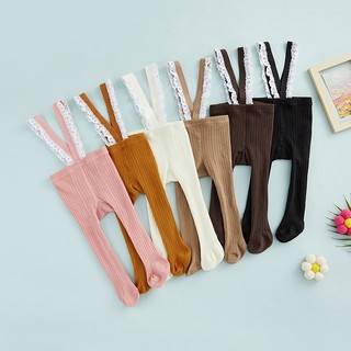 Aqq-quần Tất Dệt Kim Eo Cao Phối Ren Trơn Cho Bé Gái