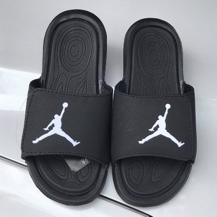 Dép jordan nam nữ  quai ngang, dép bóng rổ hydro jd6 đen logo trắng