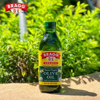 Dầu oliu ép lạnh hữu cơ extra virgin Bragg 473ml