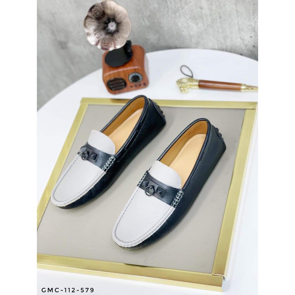Giày Lười Hermes Nam phối đen trắng GL11