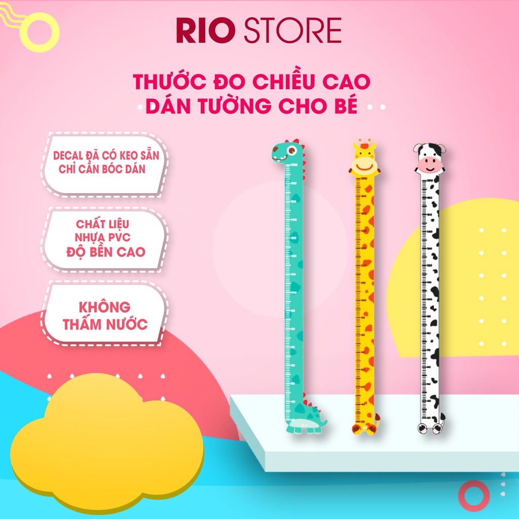 Thước Đo Chiều Cao dán tường cho bé Lalala baby hình con vật đáng yêu