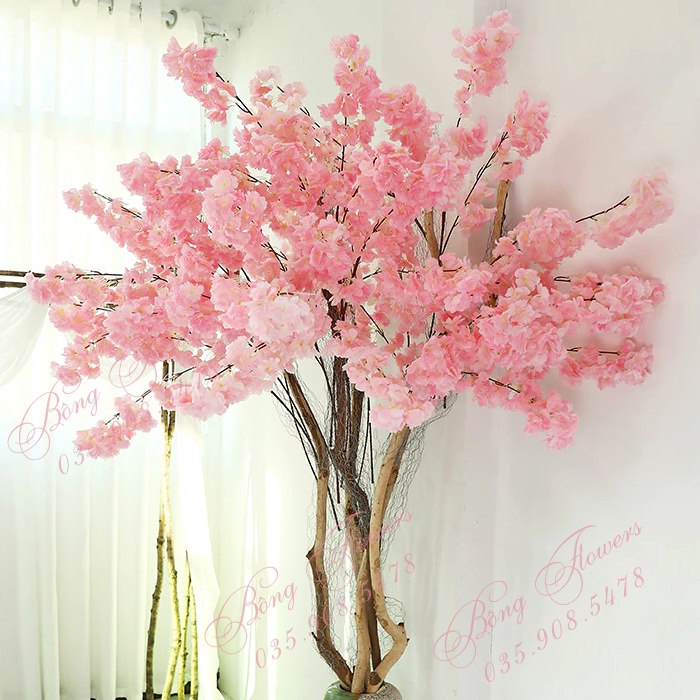 Hoa anh đào giả hàng nhập khẩu chất lượng cao cánh mềm - hoa giả