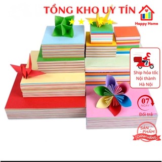 Giấy gấp Origami, giấy gấpthủ công gấp hạc hoa 100 tờ 10 màu