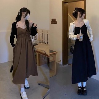 SET ĐẦM DÂY NHUNG + ÁO KHOÁC LEN