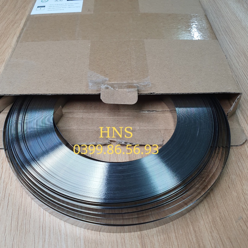Đai treo inox bản rộng 12mm, đầu khóa đai treo inox, đai treo thiết bị, cuộn dây đai inox