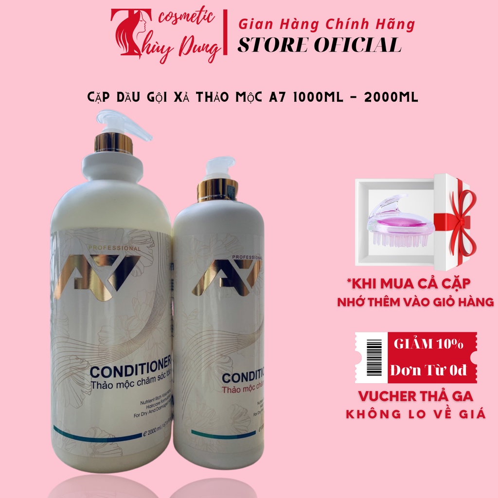 Cặp Dầu Gội Xả Thảo Mộc A7 1000ml - 2000ml Chăm Sóc Tóc , Phục Hồi Tóc Hư Tổn,Hết Gàu,Hết Ngứa,Bổ Sung Độ Ẩm,Bảo Vệ Tóc