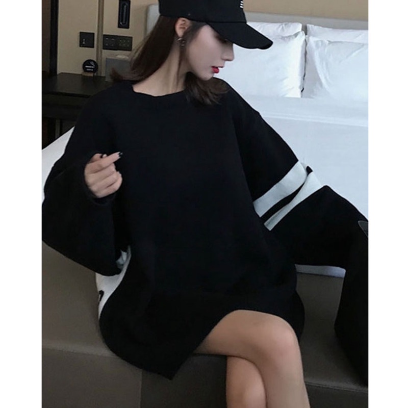 Áo Nỉ Dài Tay Màu Sắc Tương Phản Phong Cách Hàn Quốc Dành Cho Nữ