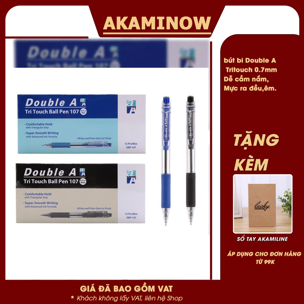 Bút bi Double A Tritouch 0.7mm chính hãng Double A, nét đậm ( đủ màu )