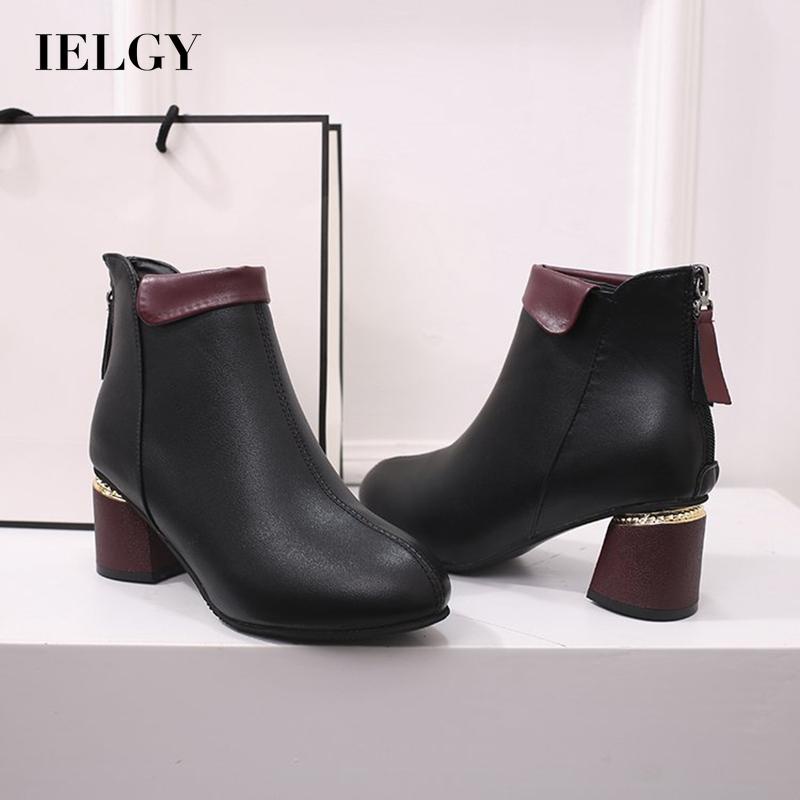 Giày Bốt Cao Gót Có Khóa Kéo Sau Lưng Phong Cách retro Dành Cho Nữ