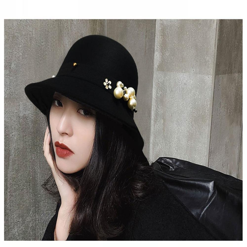 Mũ Bucket Chất Liệu Len Phong Cách Retro Thanh Lịch Cho Nữ