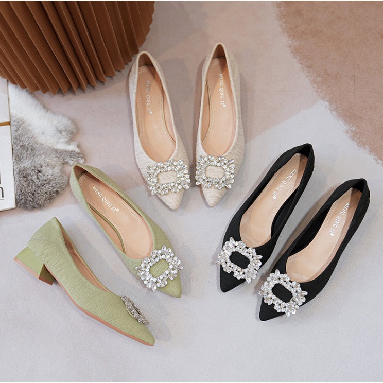 Giày búp bê phối nơ đính đá BIG SIZE _HÀNG CÓ SẴN SIZE