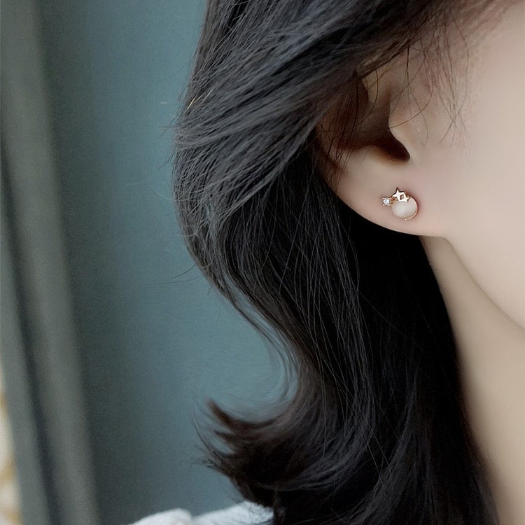 Bông Tai Thời Trang Hình Mắt Mèo &amp; Ngôi Sao Kiểu Hàn Quốc Chất Lượng Cao Cho Nữ