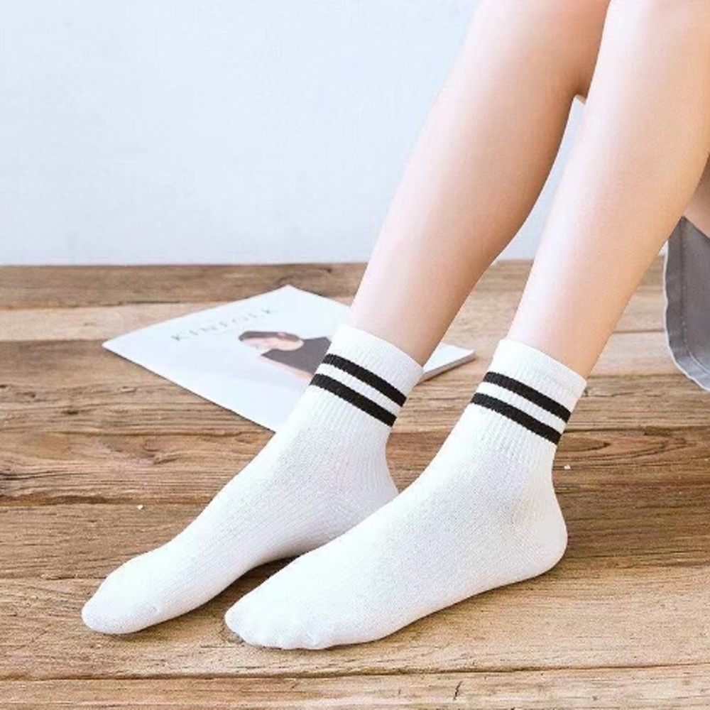 Vớ Cotton Họa Tiết Kẻ Sọc Phong Cách Harajuku Dễ Thương Thời Trang Thu Đông Cho Nữ