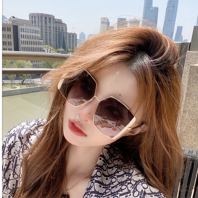 Kính Mát Gọng Vuông Kim Loại Chống Tia UV Thời Trang Cho Nữ