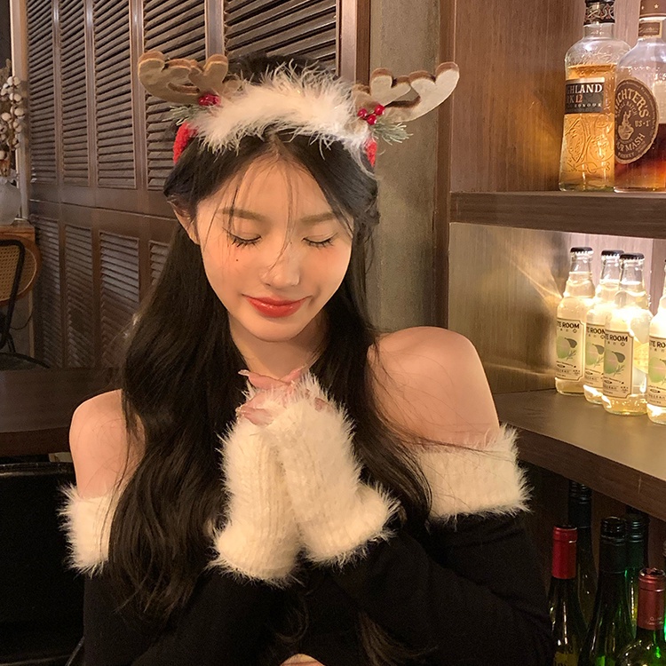 Băng Đô Cài Tóc Hình Sừng Tuần Lộc Giáng Sinh Siêu Nữ Tính
