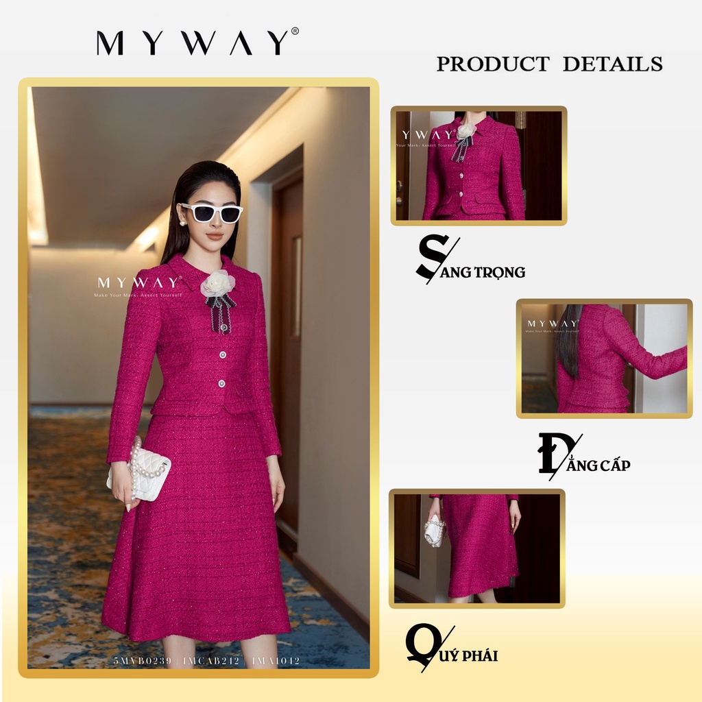 Sét Áo Vest Dạ Và Chân Váy Vest Dạ Tweed MY WAY Dáng Xòe Cao Cấp 5MVB0239 - 1MCAB242