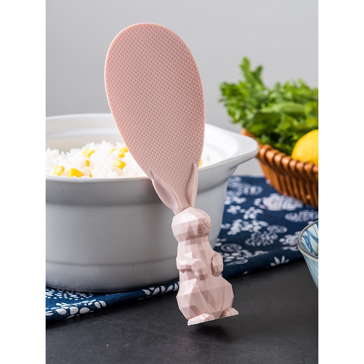 Vá múc/ mui xới cơm hình chú thỏ dễ thương lúa mạch có đế đứng chống dính, chịu nhiệt tốt khogiasi.247