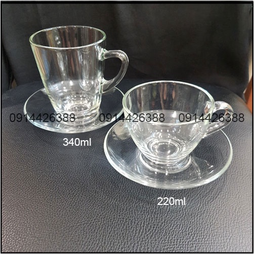 Bộ 6 Cốc thủy tinh có quai uống trà nóng kèm đĩa kê chính hãng ThaiLan UG 343 UG 310 UG 325