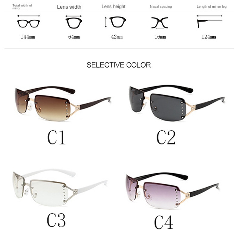 Kính Mát Hình Chữ Nhật Không Vành Y2K Millet Phong Cách Retro Thời Trang Cho Nữ