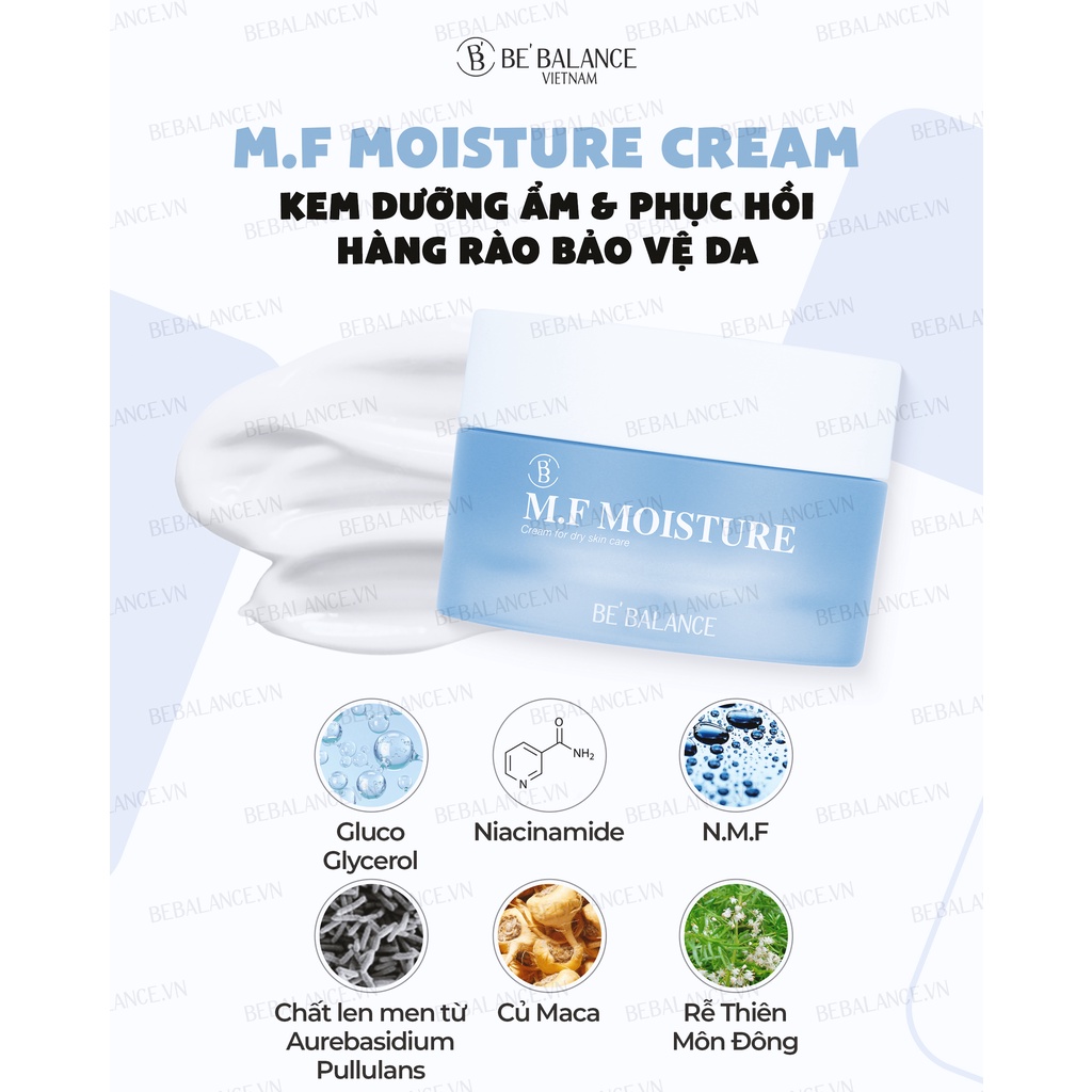 Kem dưỡng chuyên sâu cấp ẩm, phục hồi, bảo vệ da Be'Balance M.F Moisture Cream (150ml)