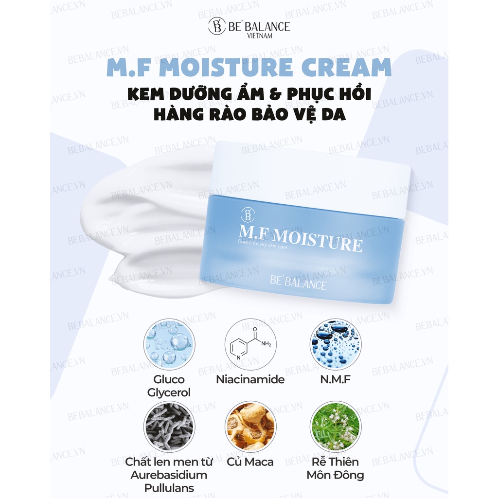 Kem dưỡng chuyên sâu cấp ẩm, phục hồi, bảo vệ da Be'Balance M.F Moisture Cream