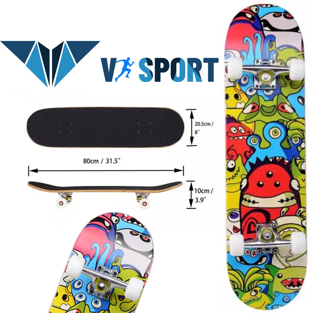Ván trượt Skateboard mặt nhám, trượt ván, ván trượt thể thao gỗ ép 8 lớp chắc chắn.