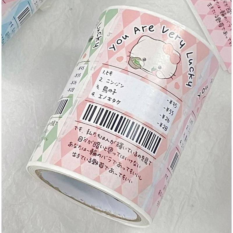 Cuộn 100 Nhãn Dán Trang Trí Hộp Quà Họa Tiết Sanrio mymelody Kuromi Cinnamoroll Pochacco