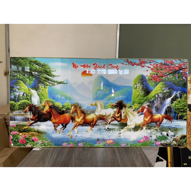 Tranh ''Mã Đáo Thành Công''  tráng Gương Pha Lê 5D cao cấp treo phong thuỷ thu hút tài lộc, vận may.