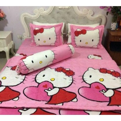 Bộ Ga Gối Cotton Poly Mẫu KITTY THIÊN THẦN Dành Cho Các Bé Gái