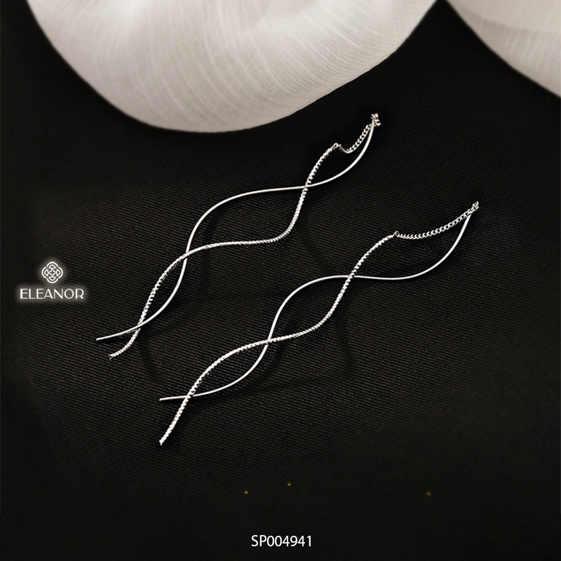 Bông tai nữ dáng dài Eleanor Accessories hình xoắn lấp lánh phụ kiện trang sức 3926