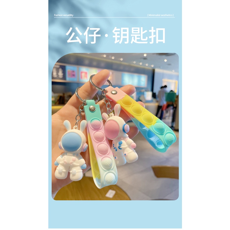Móc Khóa Da Gắn Búp Bê Thỏ 3D Dễ Thương 2023