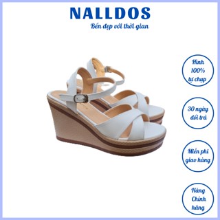 💥💥From nhỏ💥💥Sandal quai chéo nữ NALLDOS quai mềm êm đế xuồng PU cao 9cm nhẹ và chống trượt