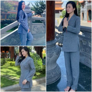 Đồ lam đi chùa cao cấp chất wool lạnh