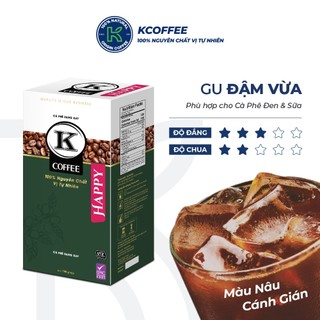 Cà phê rang xay Robusta Arabica  nguyên chất K Happy 700g/hộp K Coffee