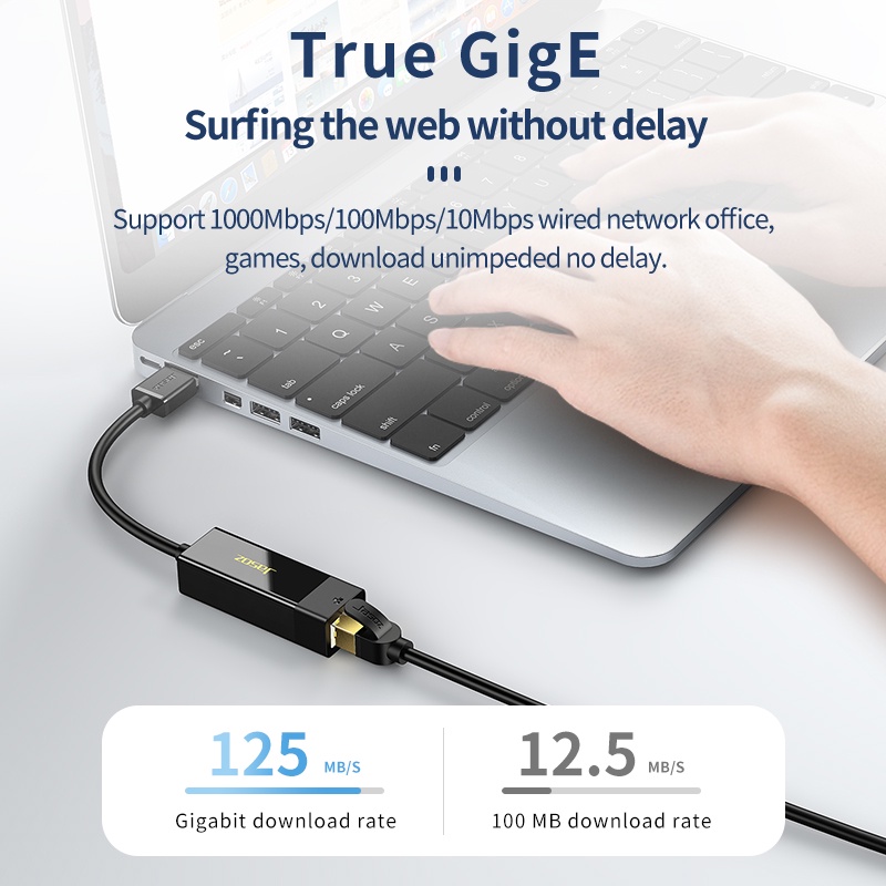 Bộ Chuyển Đổi Mạng USB 2.0 Sang RJ45 Gigabit Ethernet RJ45 JASOZ F102 - Hàng chính hãng - Bảo hành 18 tháng