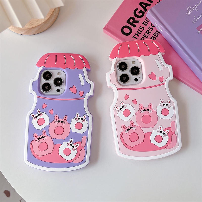 Ốp Điện Thoại Silicone Chống Sốc In Hình Bình Sữa Em Bé Thỏ Hoạt Hình Cho iPhone 14 13 12 11 pro max