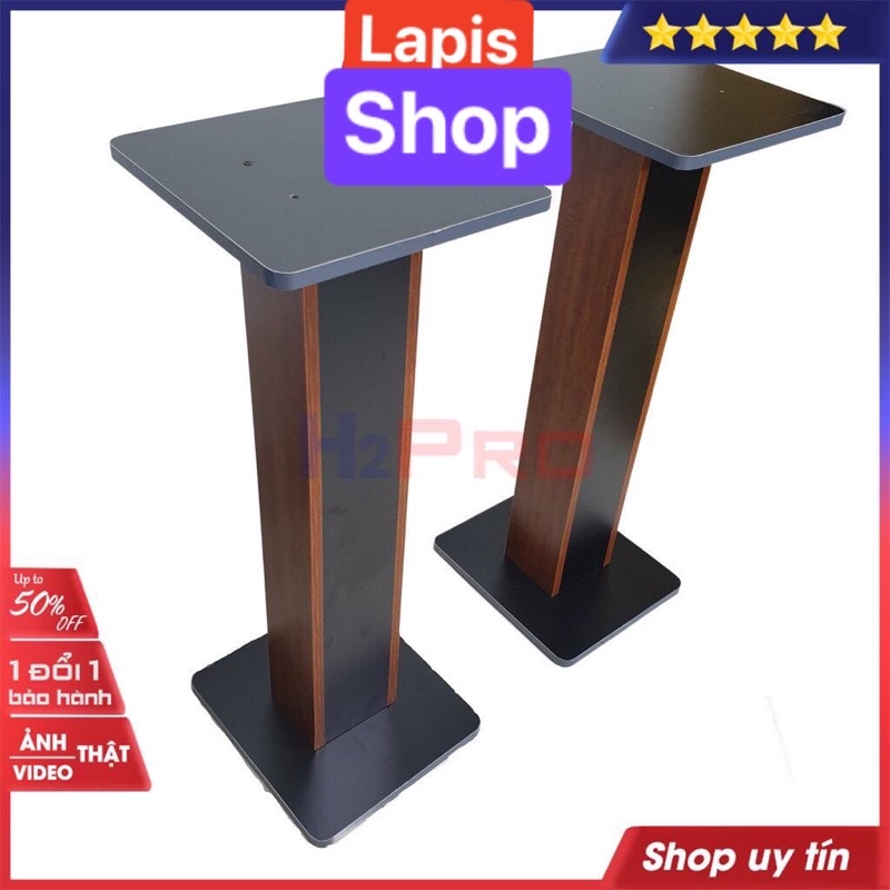 Chân Loa Đứng, (1 cặp 2 chân )Chân Loa Gỗ Bookshelf Cao Cấp, Cao 43-84Cm, Chịu Tải 60Kg, Gỗ MDF Cắt CNC, Bọc Vân Gỗ-Tech