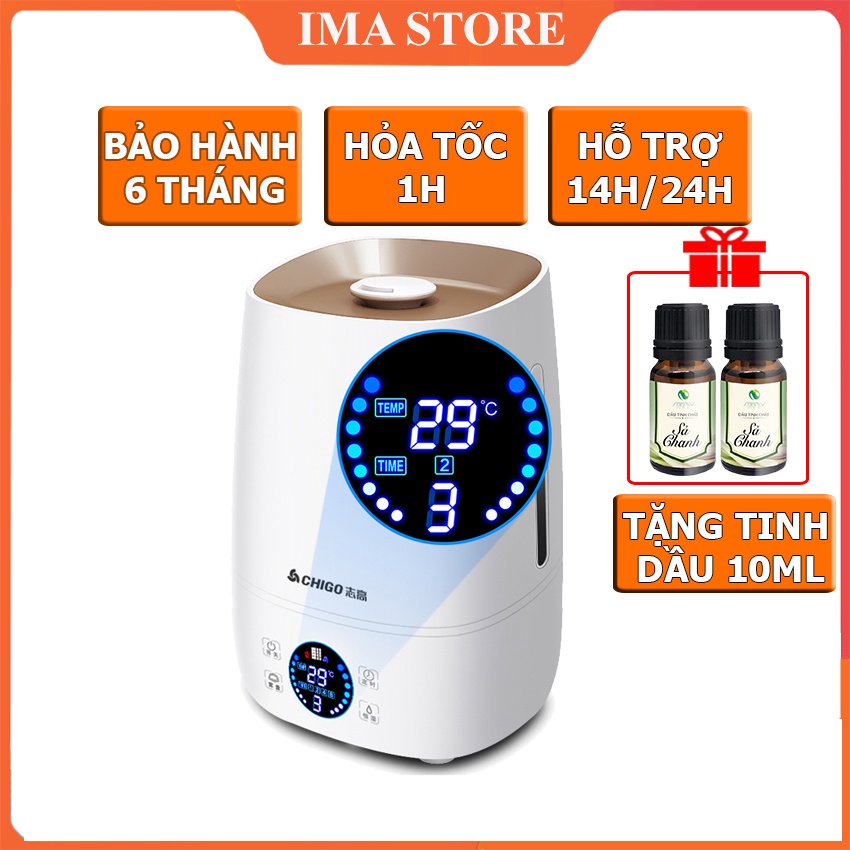 Máy Xông Tinh Dầu Phun Sương Tạo Ẩm Dung Tích 4L Hiển Thị Độ Ẩm Và Nhiệt Độ Có Lọc Làm Sạch Hơi Sương Bù Ẩm Phòng Ngủ